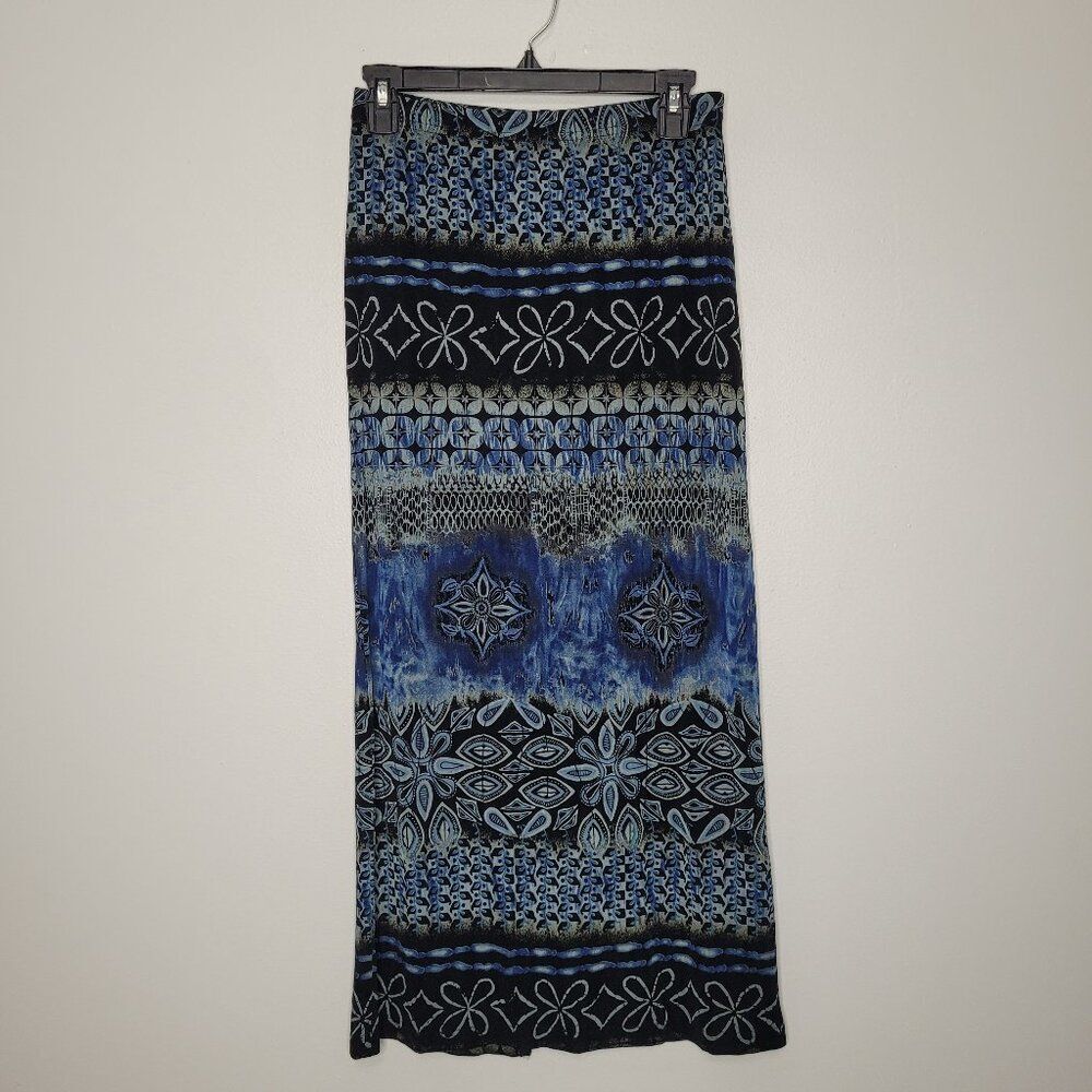 Vintage y2k 90s brown black grunge straight maxi midi dark boho skirt size small
